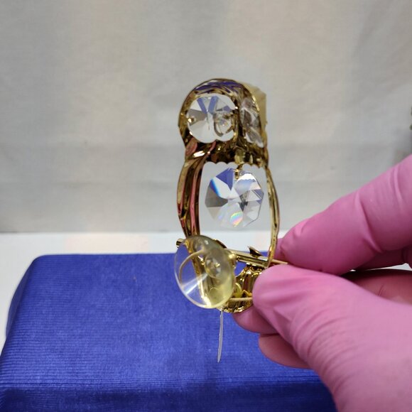 Crystal Delight 24K Gold Plated Owl Suncatcher Austrian Crystals Suction Cup VTG - Picture 5 of 8